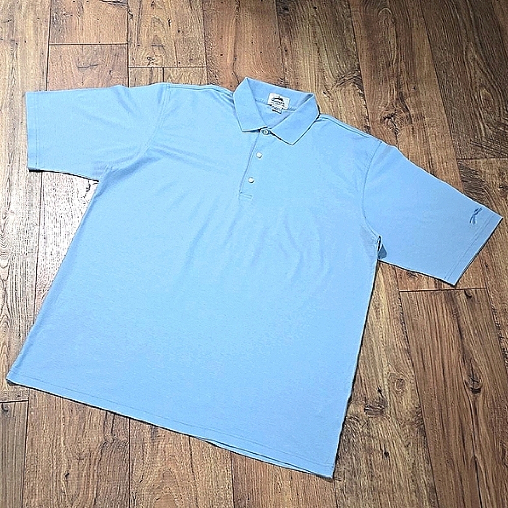 SLAZENGER Golf Shirt Mens XL Light Blue Stretch Cotton Knit NWOT